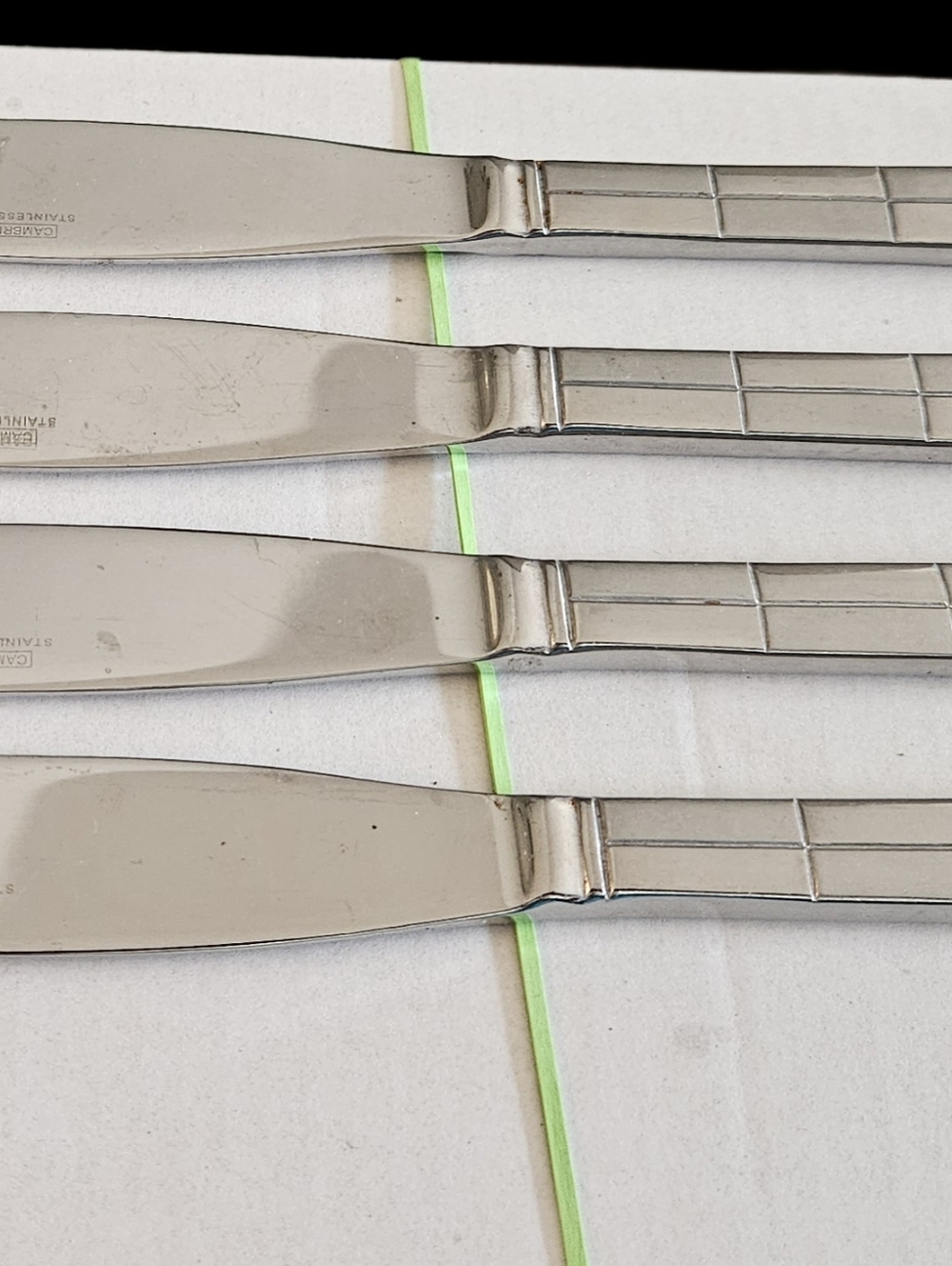 CAMBRIDGE Landscape Pattern Stainless Steel Knives.  Used But In Good Condition.
